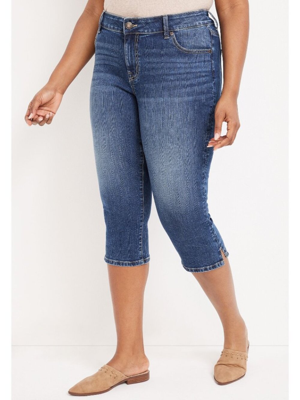 M Jeans By Maurices Capri Pant Size 16W Plus Mid Rise Cropped Denim Classic Blue